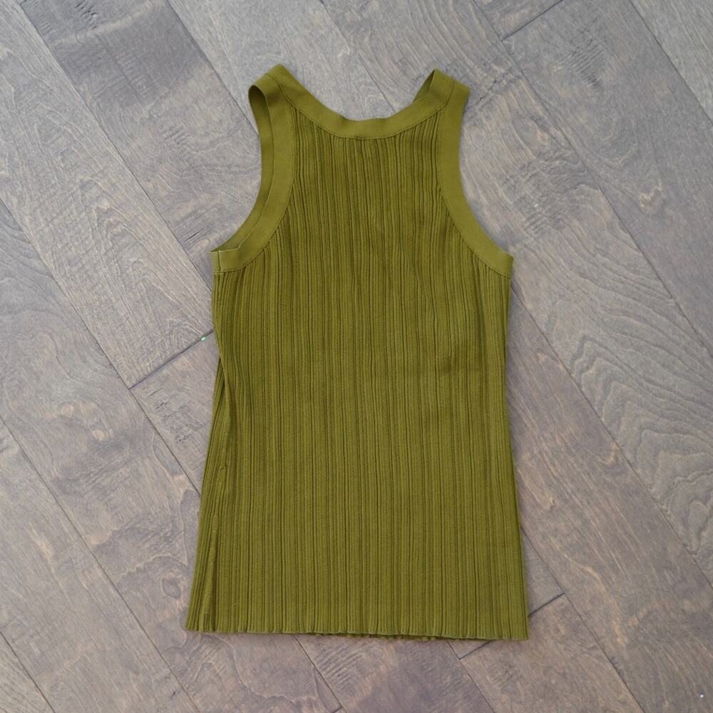 Toteme Olive Green Ribbed Tank Top - Picture 4 of 9